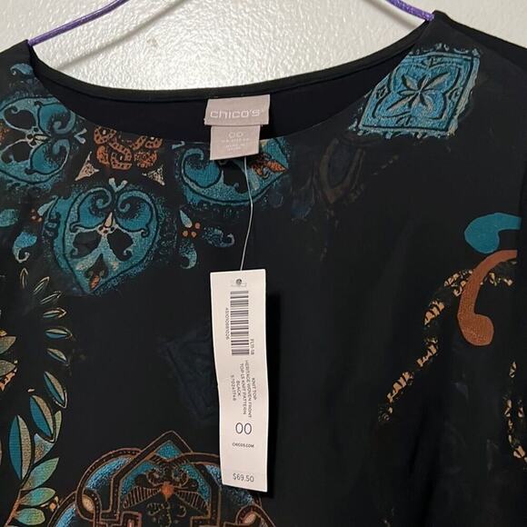 NWT CHICO’S HERITAGE WOVEN FRONT TOP‎ SIZE 00 - Picture 3 of 8